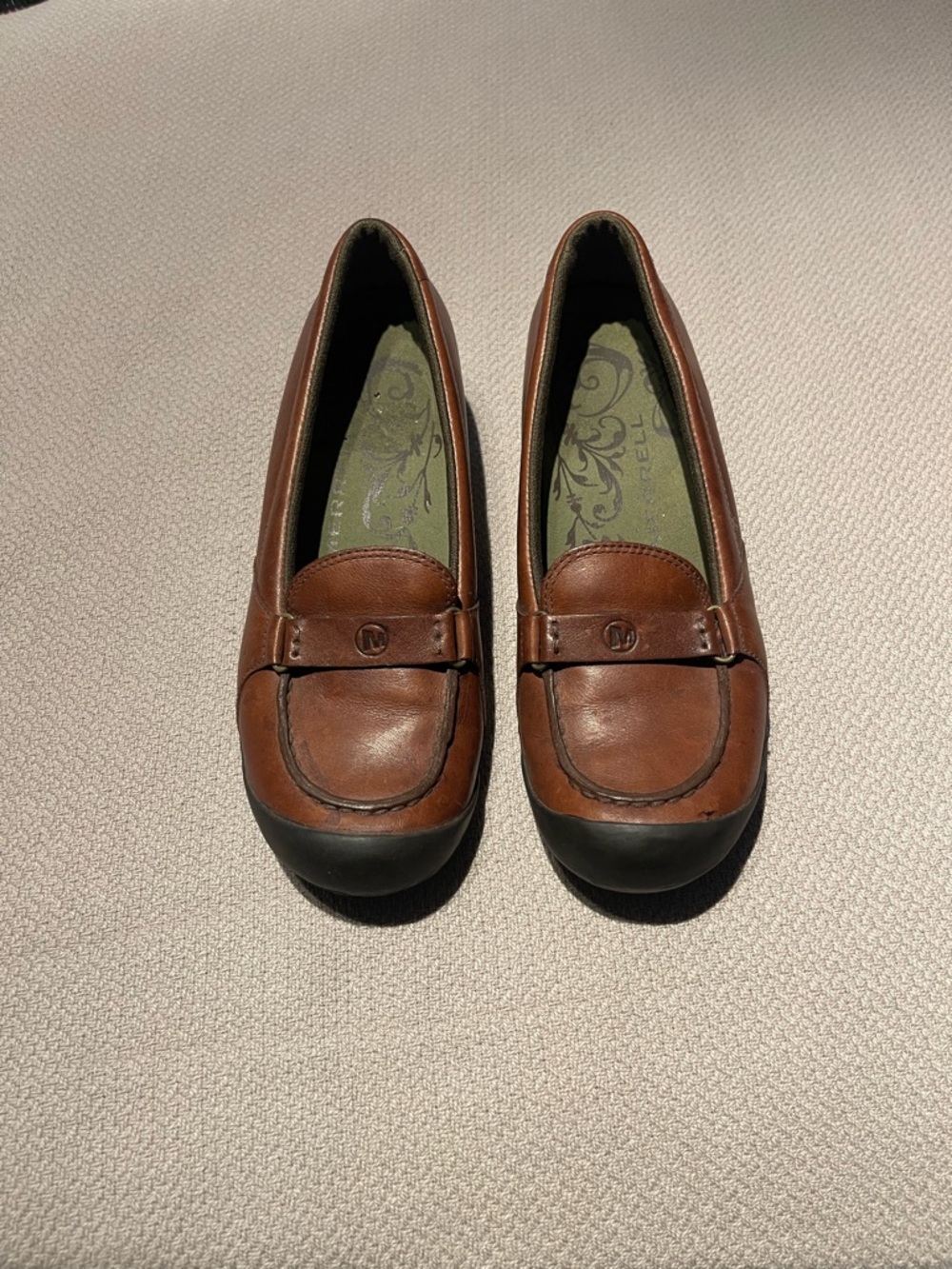 Merrell Brown Leather Wedge Loafers